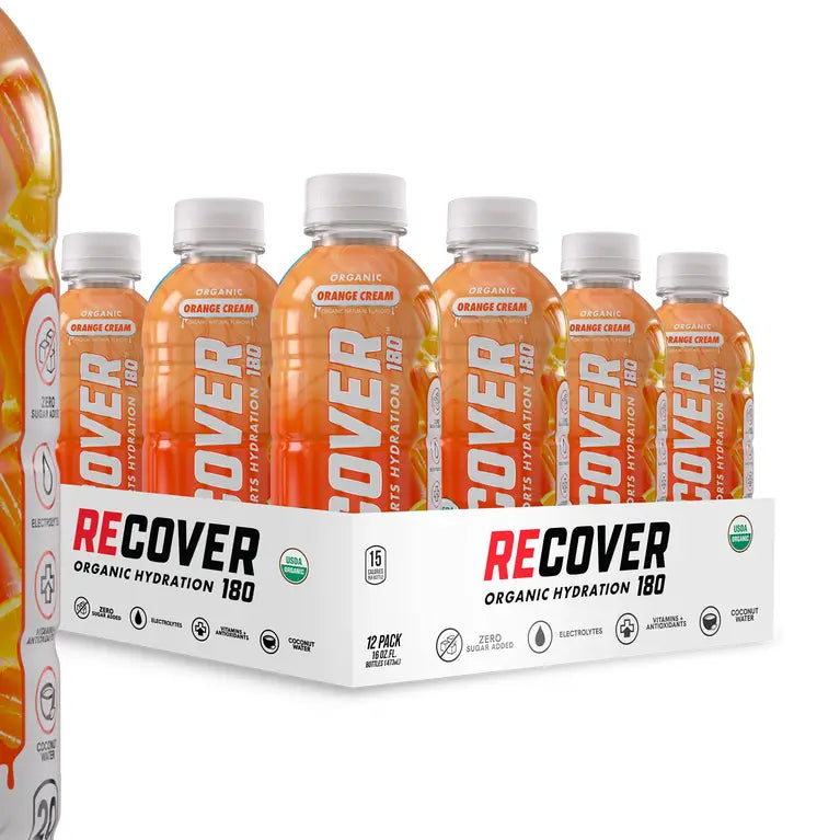 RECOVER 180 Orange Cream Organic Sports Hydration Drink 16.9 oz, 12-Pack