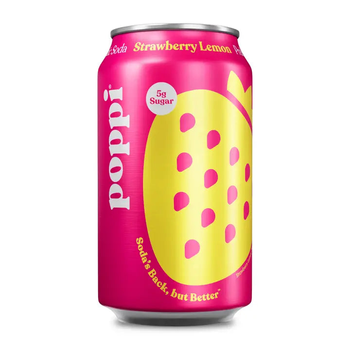 Poppi Strawberry Lemon Prebiotic Soda  12 oz 12 Pack