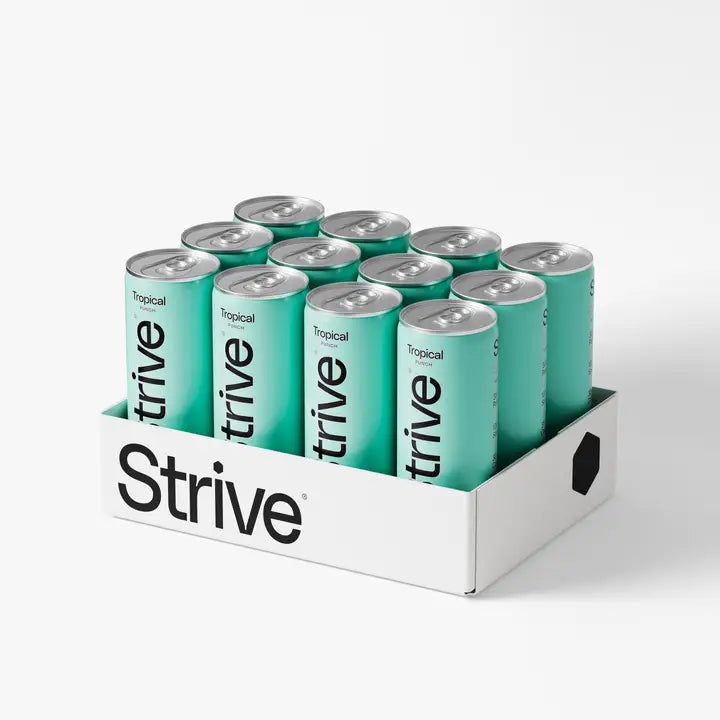 STRIVE Tropical Punch Hydration Soda 450mg Electrolytes 12 oz 12 Pack