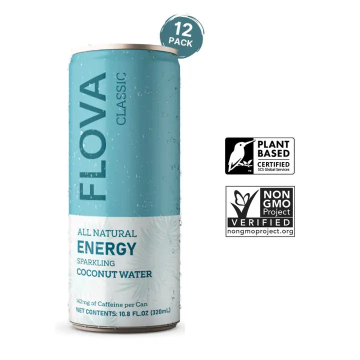 Flova Classic Coconut Water Energy Drink – 12 oz 12 Pack