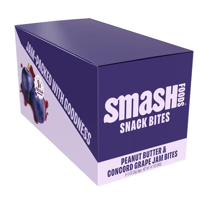 Smash Jammy Protein Bites Peanut Butter & Concord Grape, 8-Pack