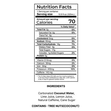 Flova Lemon Lime Coconut Water Energy Drink 12 oz 12 Pack
