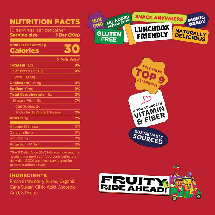 Pulpito Sassy Strawberry Fruit Bars 10-Pack
