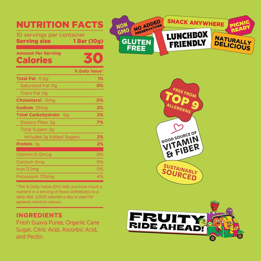 Pulpito Groovy Guava Fruit Bars  10-Pack