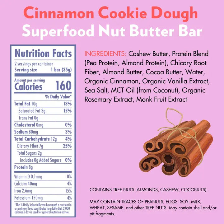 B.T.R. Nation Cinnamon Cookie Dough Energy Bar 1 Each