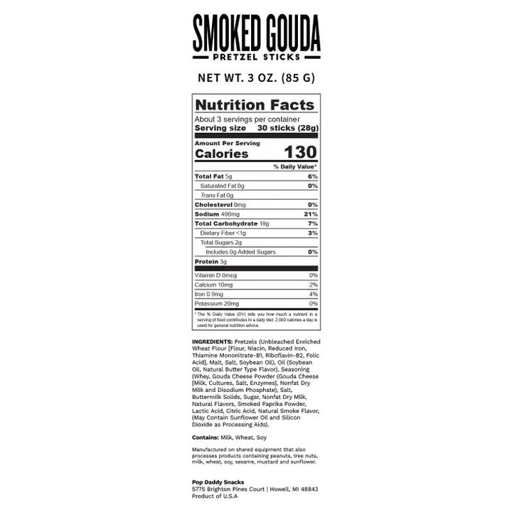 Pop Daddy Smoked Gouda Seasoned Pretzels  12-Pack