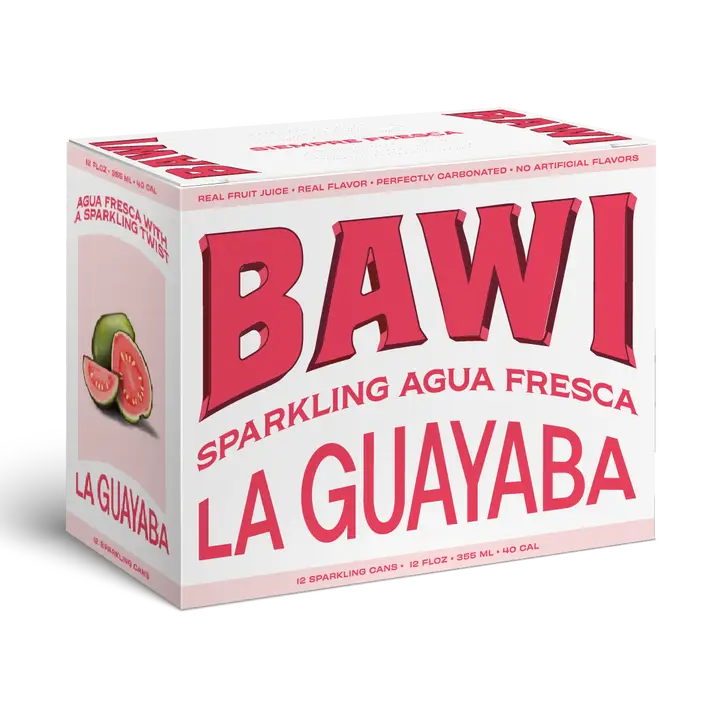 Bawi La Guayaba Sparkling Agua Fresca – Pink Guava, 12-Pack