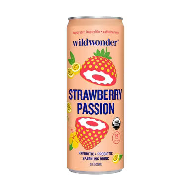 Wildwonder Strawberry Passion Prebiotic + Probiotic Sparkling Drink 12 fl oz 1 Each