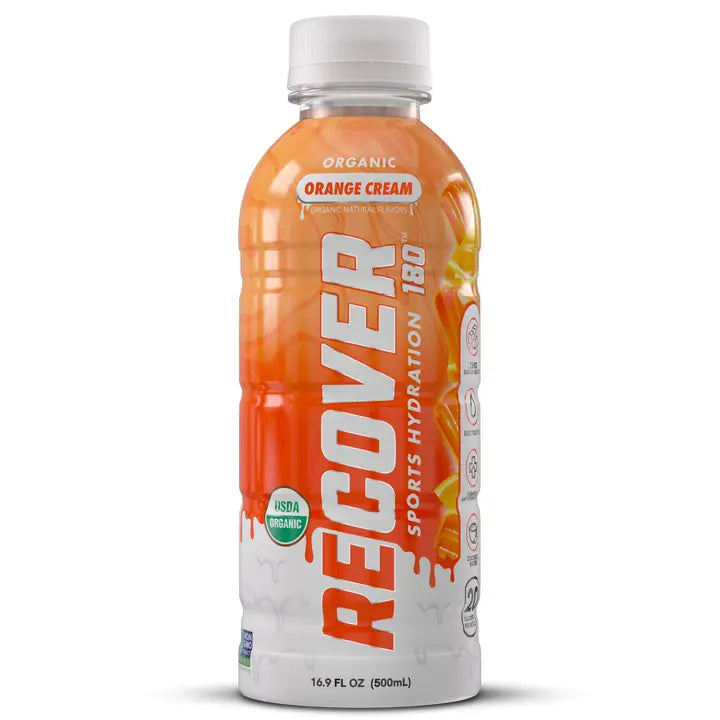 RECOVER 180 Orange Cream Organic Sports Hydration Drink 16.9 oz, Single