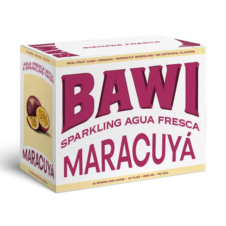 Bawi La Maracuyá Sparkling Agua Fresca – Passion Fruit, 12-Pack