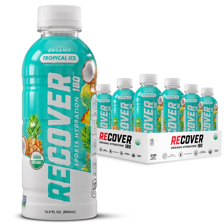 RECOVER 180 Tropical Ice Organic Sports Hydration Drink – 16.9 oz, 12-Pack