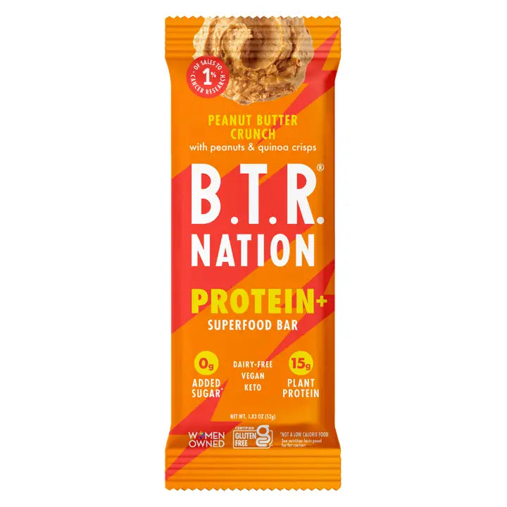 B.T.R. Nation Peanut Butter Crunch Protein Bar 15g Plant Protein 12ct