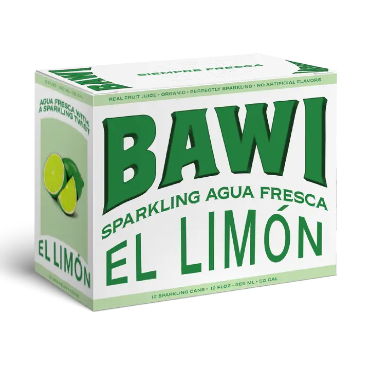 Bawi El Limón Sparkling Agua Fresca – Lime, 12-Pack