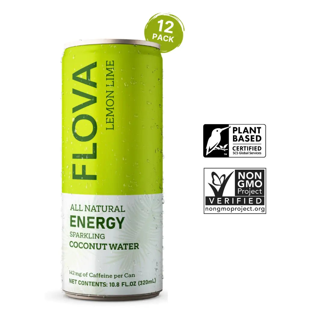 Flova Lemon Lime Coconut Water Energy Drink 12 oz 12 Pack