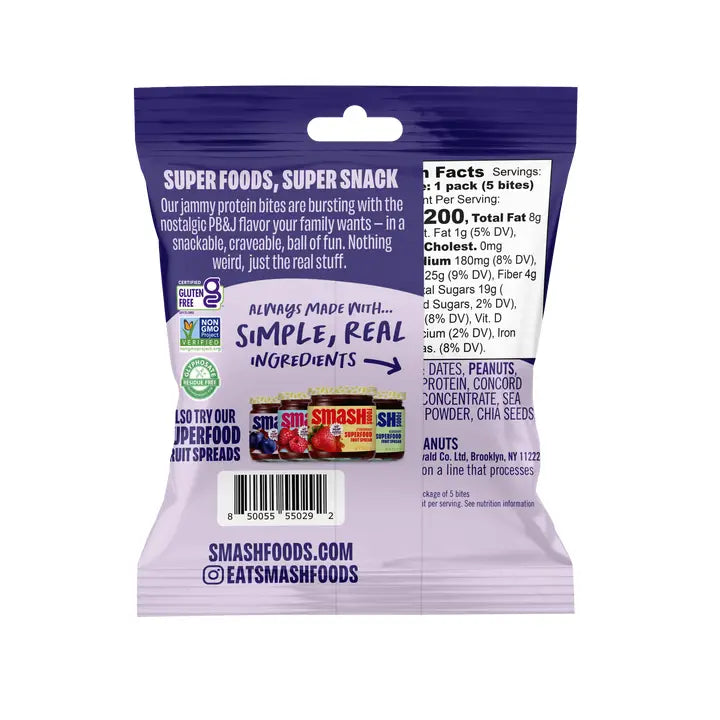 Smash Jammy Protein Bites Peanut Butter & Concord Grape, Single Pack